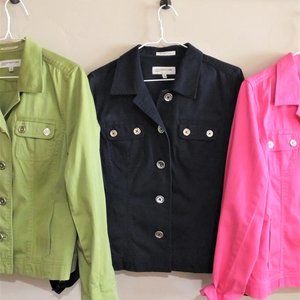 Jones New York Sport Set of 3 Jackets in Navy Blue, Pink, and Lime Green. Sz M